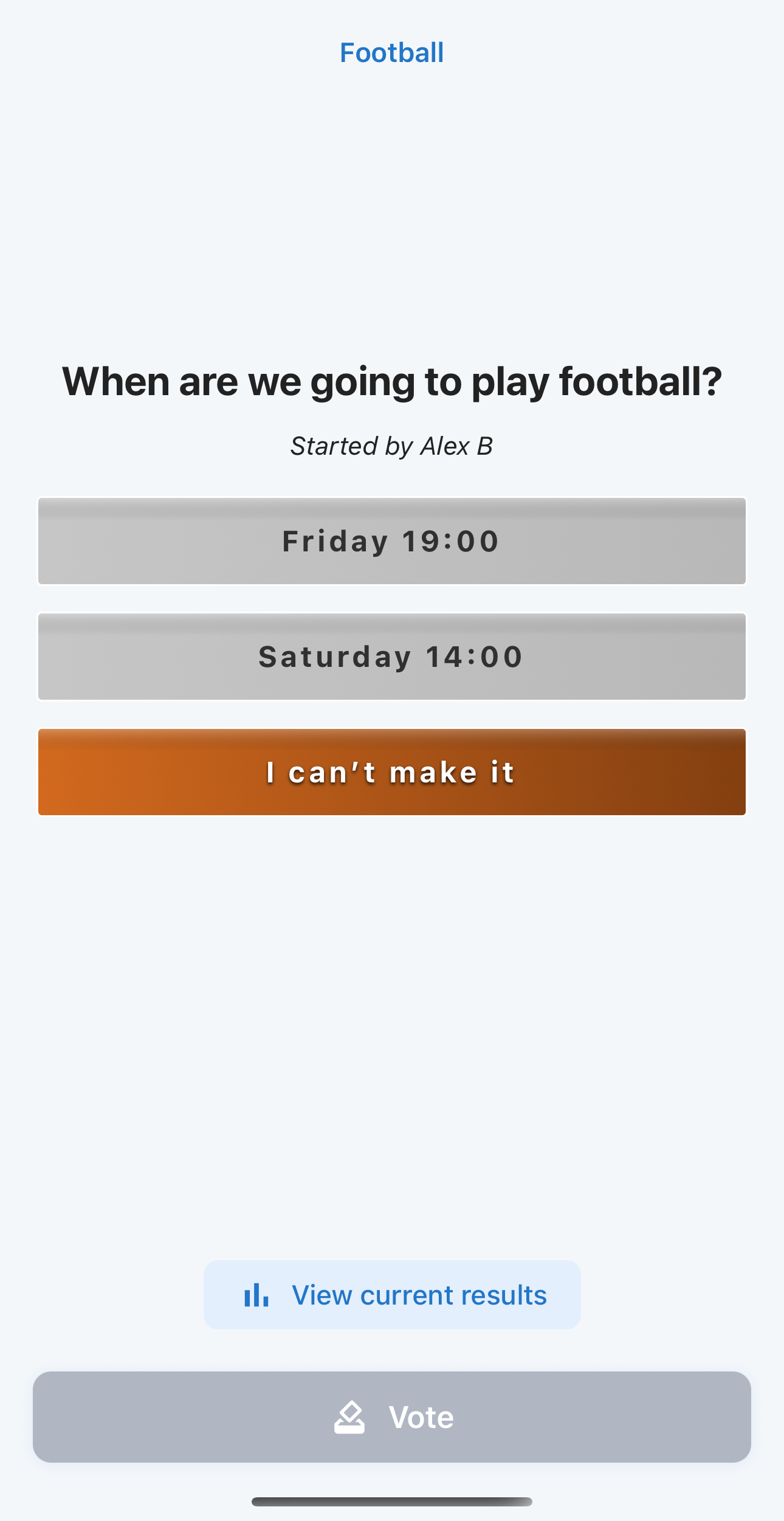 Klich poll screen asking who is ready to play football